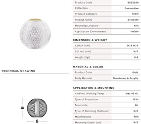 Lampa de masa LED design decorativ BRILLANTE auriu
