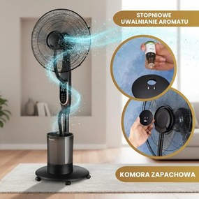 Ventilator cu picior Klausberg KB-9043, funcție de umidificare, 40 cm, negru