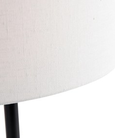 Tafellamp zwart met ovale linnen kap wit 35cm - Simplo