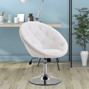 HOMCOM Scaun de lucru rotativ Scaun rotativ Scaun de birou cromat reglabil înălțime, piele ecologică+oțel, Negru/Alb, 71x59x78-90cm (Alb) | Aosom Romania