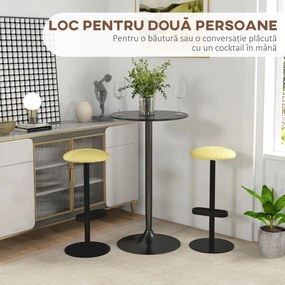 HOMCOM Masă de Bar Înaltă, Masă de Bucătărie Modernă Rotundă cu Blat Vopsit și Bază din Oțel, Masă Bistro pentru 2 Persoane, Neagră | Aosom Romania