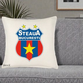 Perna Personalizata Steaua Bucuresti Fotbal, 40x40 cm, Crem Reliefat, Husa Detasabila, Perna Inclusa, BEKZ®