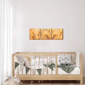 Tablou - câmp cu grâne (cu ceas) (90x30 cm)