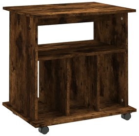 826354 vidaXL Dulap cu roți, stejar fumuriu, 60x45x60 cm, lemn prelucrat