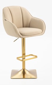 HR2055KW Scaun Crem din Piele Ecologica cu Bază Aurie