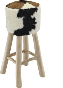 vidaXL Taburet de bar, piele de capră și lemn masiv de tec