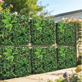 Outsunny Set de 6 Garduri Vii Artificiale pentru Ascundere Grădină 50x50 cm Tip Milano Montaj Ușor Anti-UV pentru Terasă Balcon Verde | Aosom Romania