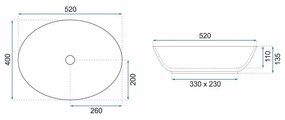 Lavoar pe blat Rea Margot oval 52 cm albastru-auriu