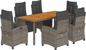 vidaXL Set mobilier de grădină cu perne, 7 piese, gri, poliratan