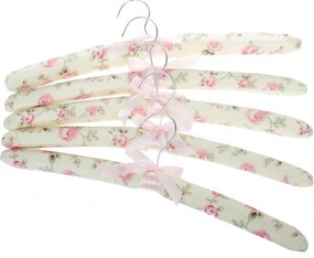 Set de 5 umerașe textile Flori, roz