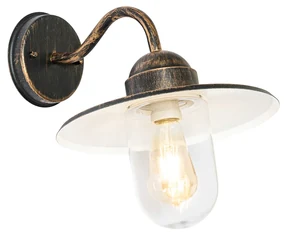 Aplică de perete exterioară rustică auriu antic IP44 - Kansas