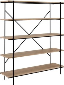 Bibliotecă lemn masiv Colette Stejar, 140 × 38 × 165 cm
