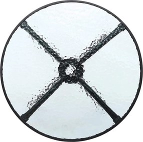 Masa de gradina rotunda cu blat din sticla ISLAND 90 cm, negru