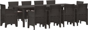 vidaXL Set de masă pentru grădină 11 pcs Maro Polipropilenă