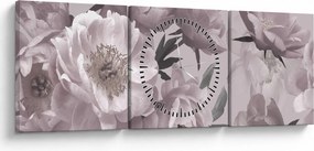 Tablou - Vintage bujorii (cu ceas) (90x30 cm)