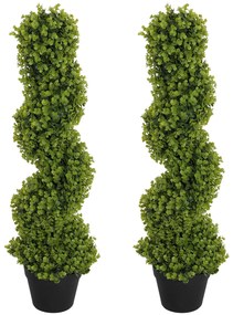 HOMCOM Set de 2 plante decorative, Plante artificiale în ghiveci, Plante artificiale pentru casă, interior, exterior, 90 cm, Verde | Aosom Romania