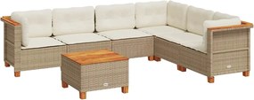 vidaXL Set canapele de grădină, 7 piese, cu perne, bej, poliratan