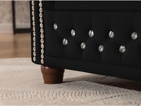 Colțar negru extensibil cu tapițerie din catifea (cu colț pe partea dreaptă/în formă de ”L”) York Blik – Ropez