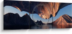 Tablou - Faleze 3D (cu ceas) (90x30 cm)