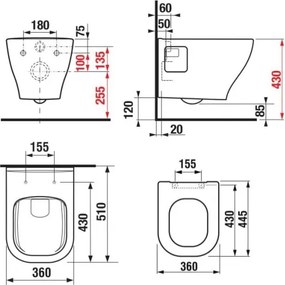 WC suspendat + capac WC DEEP + modul incastrat + plăcuță DUAL + garnitură