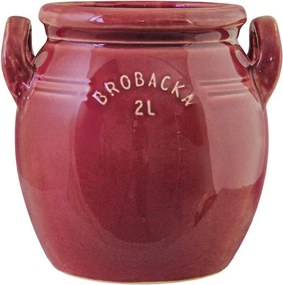 Ghiveci din ceramică glazurată manual 2L burgundy înalt, „Brobacka"