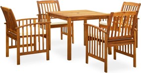 vidaXL Set mobilier de grădină cu perne, 5 piese, lemn masiv acacia