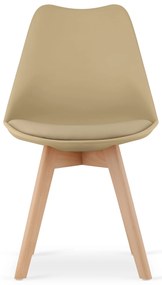 Set de masa 1 + 4, masa alba ADRIA 120x80 cm + scaun bej BALI MARK cu picioare din fag