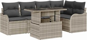 vidaXL Set de canapele pentru grădină 6 pcs Gri deschis Poli Rattan