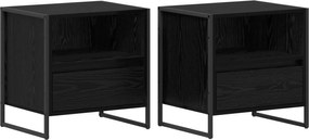vidaXL Noptieră 2 pcs Stejar Negru 50 x 39,5 x 50 cm Lemn compozit