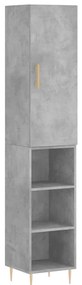 3198973 vidaXL Dulap înalt, gri beton, 34,5x34x180 cm, lemn prelucrat