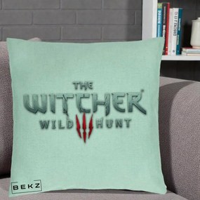 Perna Personalizata The Witcher 3 Wild Hunt, 40x40 cm, Verde Menta, Husa Detasabila, Perna Inclusa, BEKZ®