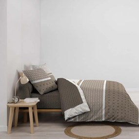 Lenjerie de pat maro din bumbac pentru pat dublu, extinsă cu cearceaf inclus, cu 6 piese 240x220 cm Pacha – douceur d'intérieur