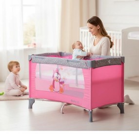 Patut Pliabil si Tarc copii Baby Care™ PRO FMG, 120X60 cm, 2 Niveluri de inaltime, Cu geanta transport inclusa, Plasa insecte, Roz