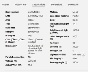Plafoniera LED design modern Kaito 2 Pro 30 negru