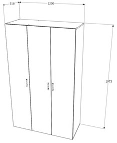 Dulap haaus Nero, 3 Usi, Wenge, 120 x 52 x 200 cm