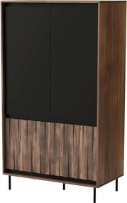 Dulap SWING S-1, nuc/negru, PAL laminat/metal, cu 4 usi, 102x55x179 cm