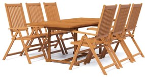 Set mobilier de gradina, 7 piese, lemn masiv de acacia Dreptunghiular, 7