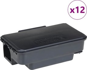 vidaXL Capcane pentru șoareci 12 buc Negru 22x12,5x7,5 cm