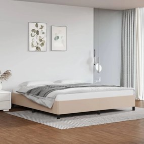 347274 vidaXL Cadru de pat, cappuccino, 200x200 cm, piele ecologică