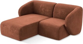 Colțar teracotă cu tapițerie din chenille (cu colț pe partea stângă/cu șezlong) Lani – Makamii