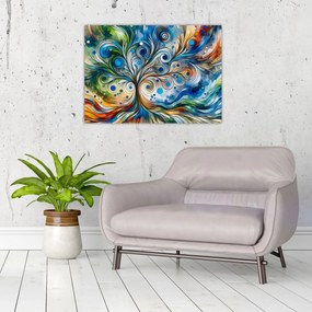 Tablou pe sticlă – Arbore energetic colorat (70x50 cm)