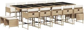 vidaXL Set mobilier de grădină cu perne, 15 piese, bej, poliratan