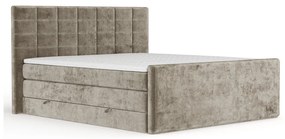 Pat boxspring maro deschis cu spațiu de depozitare 180x200 cm Ava – Maison de Rêve