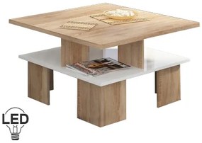 Masă de cafea Sudbury 1 (sonoma deschis + alb lucios). 780018