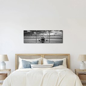 Tablou - Avion alb-negru și alb-negru (cu ceas) (90x30 cm)