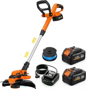 Outsunny Trimmer cu acumulator 21V, motocoasă cu 2x4,0 Ah baterii, încărcător, lățime de tăiere 25 cm, mâner telescopic reglabil | Aosom Romania