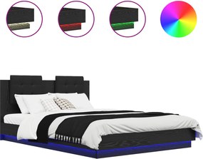 vidaXL Cadru de Pat cu Tăblie Stejar Negru 150 x 200 cm Lemn compozit