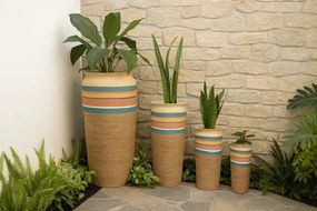 Set 4 suporturi pentru ghivece din fibră naturală cu accente multicolore, „Seychelles”