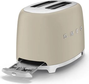 Prajitor de paine SMEG 50's Style TSF01MLMEU, 950 W, 2 felii, 6 trepte, Tava pentru firimituri, Cablu integrat, Otel inoxidabil, Bej