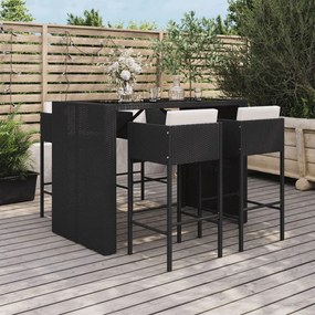 3200667 vidaXL Set mobilier bar de grădină cu perne, 5 piese, negru, poliratan